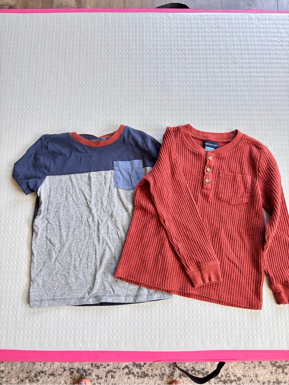 Andy & Evan Navy, Gray and Rust Two-Piece Tee Set